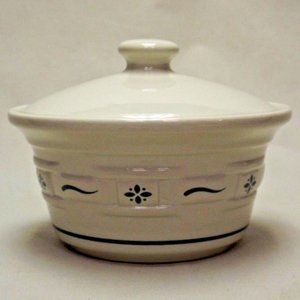 Longaberger Pottery Woven Traditions Heritage Green  Small Covered Dish 1994